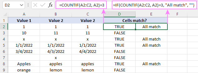 Checking if multiple columns match