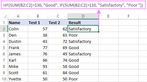 Using the IF function with SUM