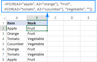 Excel IF OR statement with formula examples