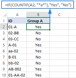 Câu lệnh IF trong Excel với văn bản ký tự đại diện