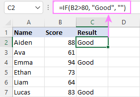 IF formula to return nothing when the condition is not met.