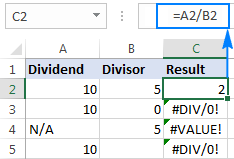 Errors in Excel calculations