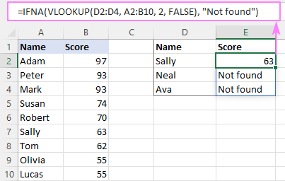 Excel IFNA function can return multiple results