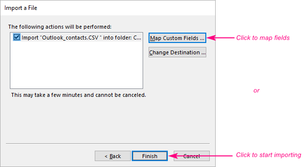 manually import contacts to outlook 2016