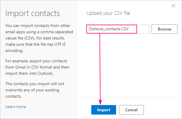 windows 7 import contacts to outlook 2016