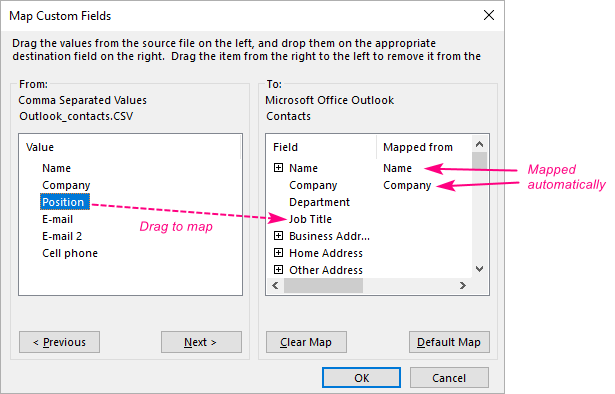 importing contacts into outlook 2016