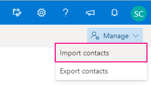 Importing contacts into Outlook Online
