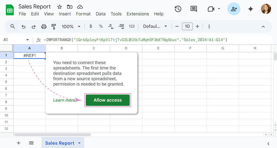 Click the Allow access button