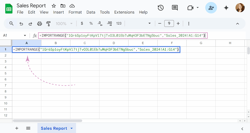 Paste the URL into the formula