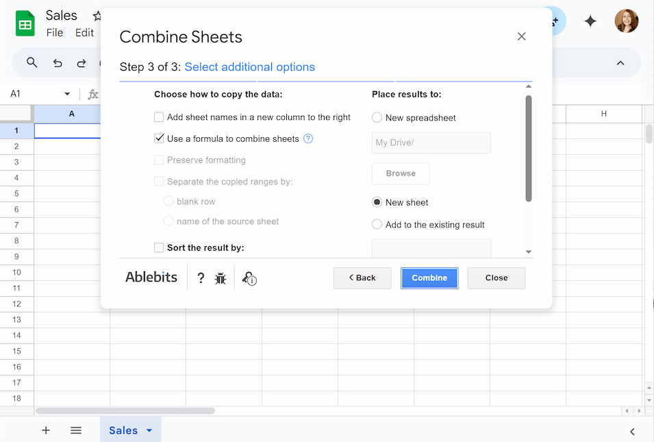 Select 'Use a formula' to auto-generate the formula