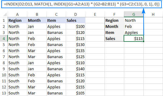 Excel Index Match With Multiple Criteria Formula Examples