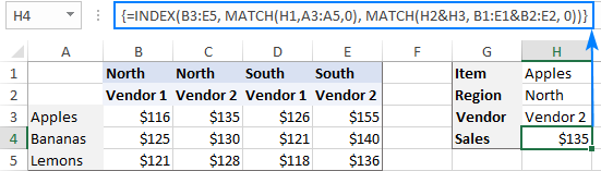 Excel INDEX MATCH With Multiple Criteria Formula Examples