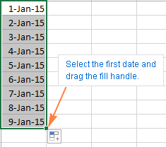 Auto filling a date series that increases by one day