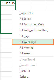Another way to auto populate weekdays, months or years in Excel