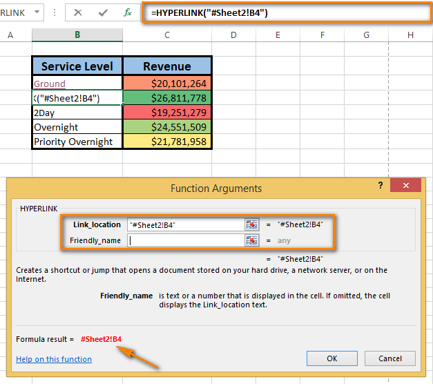 How do you create a link to jump to a specific part of a page Excel?