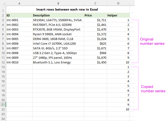 Populate a helper column with sequential numbers.