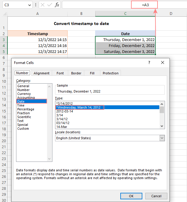 Format timestamp to only show date.