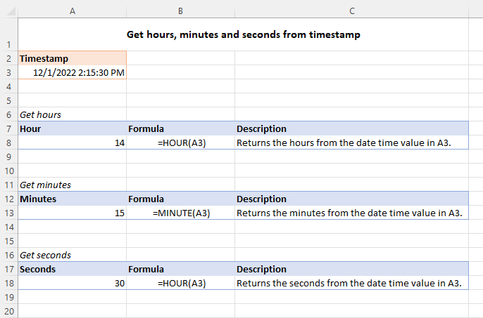 Getting hours, minutes and seconds from a timestamp