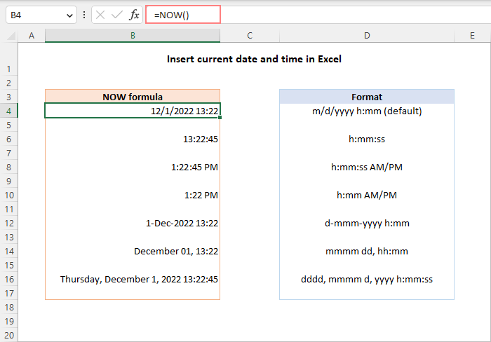 How To Include Current Date And Time In Excel - Printable Timeline ...