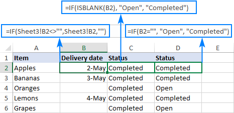 ISBLANK function in Excel to check if cell is blank