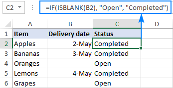 Excel formula: if cell is blank then