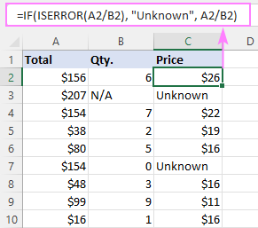 IF ISERROR formula