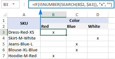 IF ISNUMBER formula to identify which text a cell contains