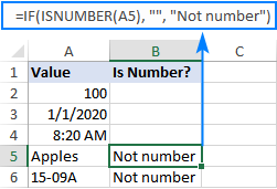 IF ISNUMBER formula to check if a value is not number
