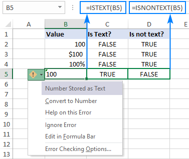 Checking if a value is text or not