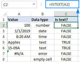 ISTEXT function in Excel