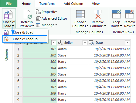 Chargez la table source dans l'éditeur Power Query.