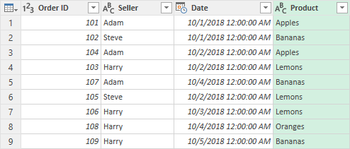 A table merged in the Power Query Editor