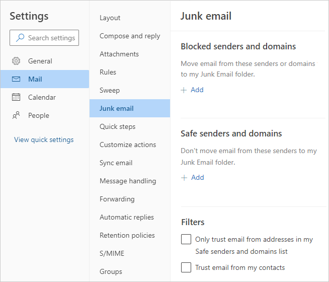 where is spam folder in outlook 365