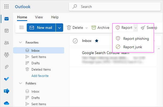 Como posso mover e-mails para Spam? - Suporte da Microsoft