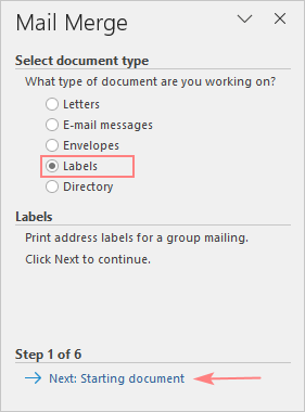 Select labels as a document type.