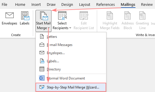 Start mail merge.