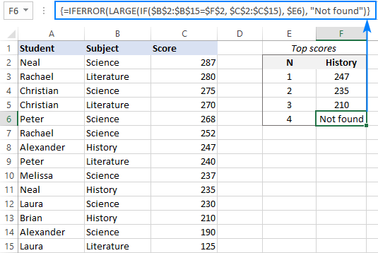 IFERROR LARGE IF formula to prevent errors