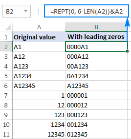 Pad leading zeros using the REPT and LEN functions.
