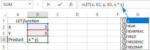 Writing a LET formula in Excel
