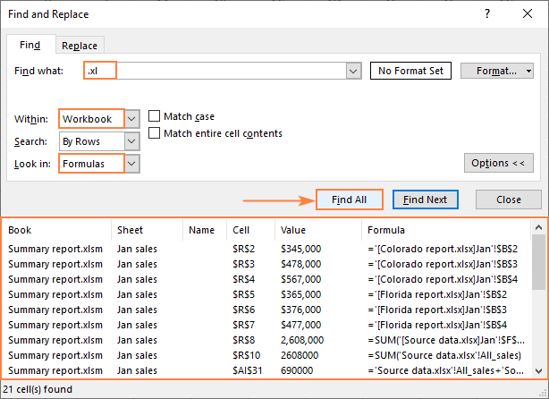 excel links to other files remove