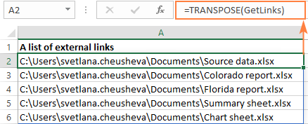 Getting a list of external links in Excel 365