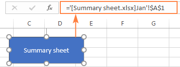 View an external reference in the formula bar.