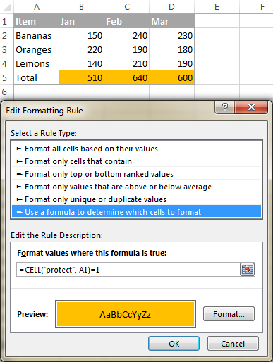 lock worksheet but unlock certain cells excel for mac