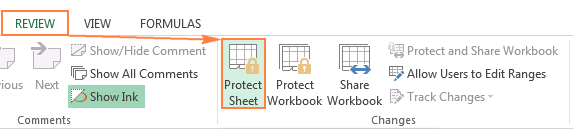 Protecting the worksheet in Excel