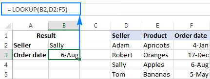 An example of the array form of Excel LOOKUP