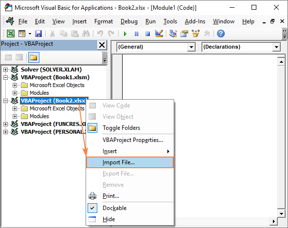 Importing macros into Excel