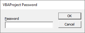 The macro is password-protected.