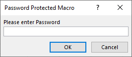 A password is needed to run the macro.