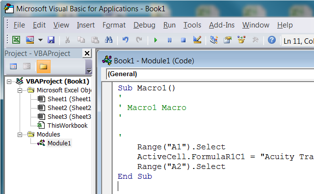 Visual Basic editor window