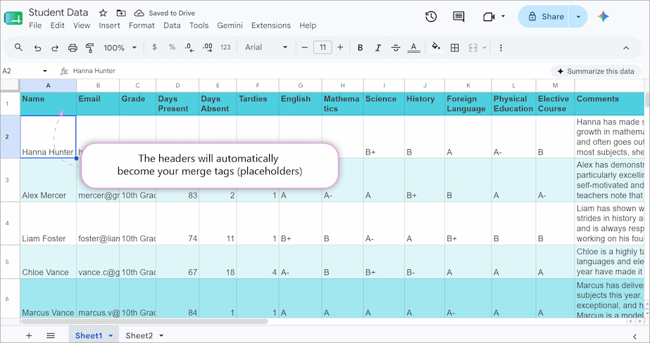 Preparing data records inside Google Sheets for mailing automation.